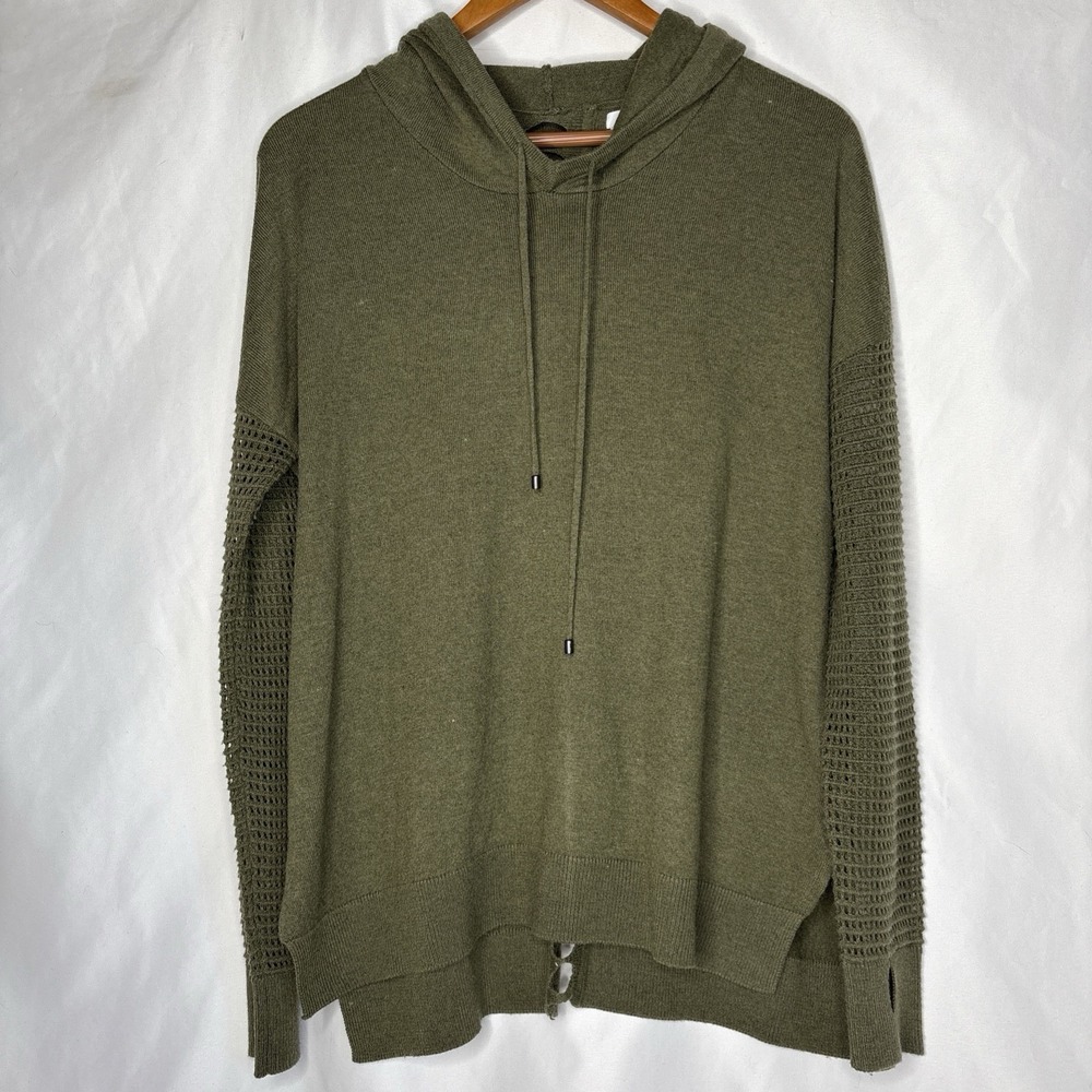 Stitches & Stripes S Olive Green‎ Hoodie Sweater Perforated Sleeves Back Cutout